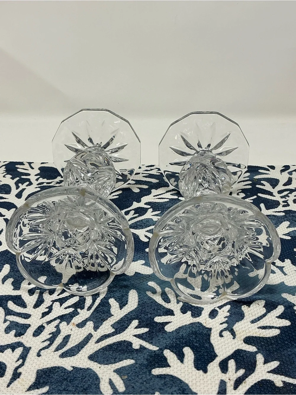 Mikasa Clear Crystal Cut Pair of Candlestick Holders